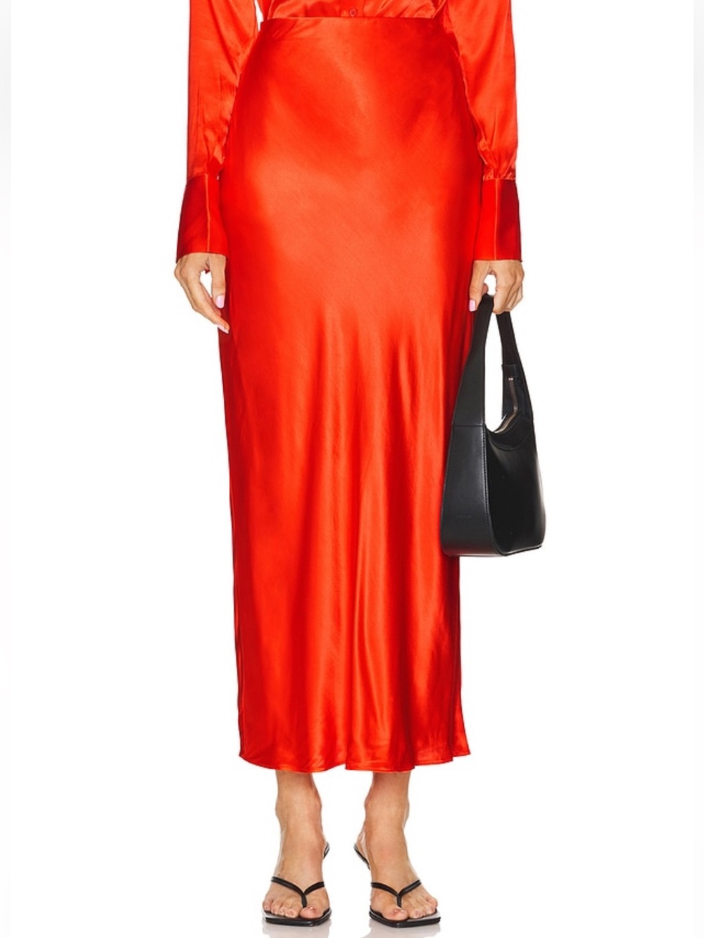 L’Academie Noemie Midi Skirt in Red Orange Size S